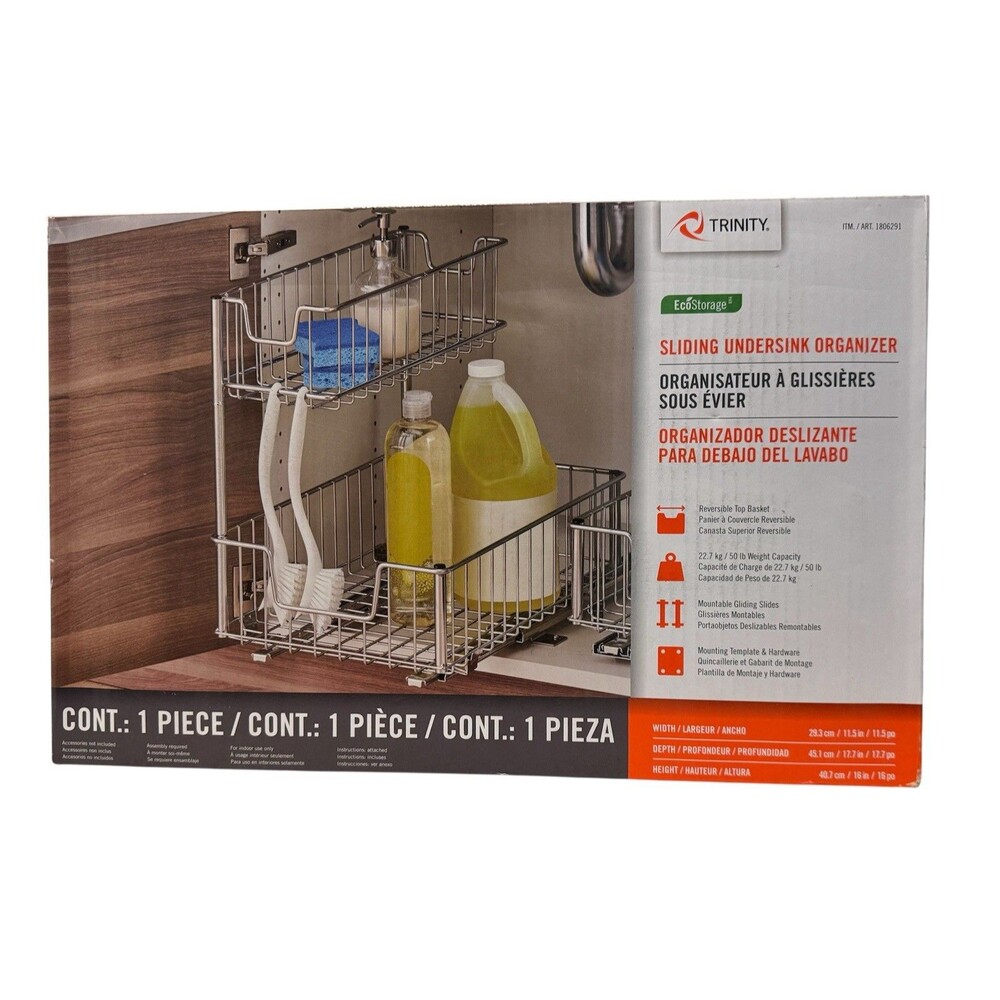 Sliding Undersink Organizer Add Storage Space Under Sink Kitchen Bathroom Home